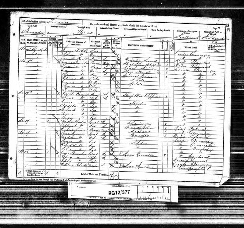 Renwick Adolphus (1863) 1891 census